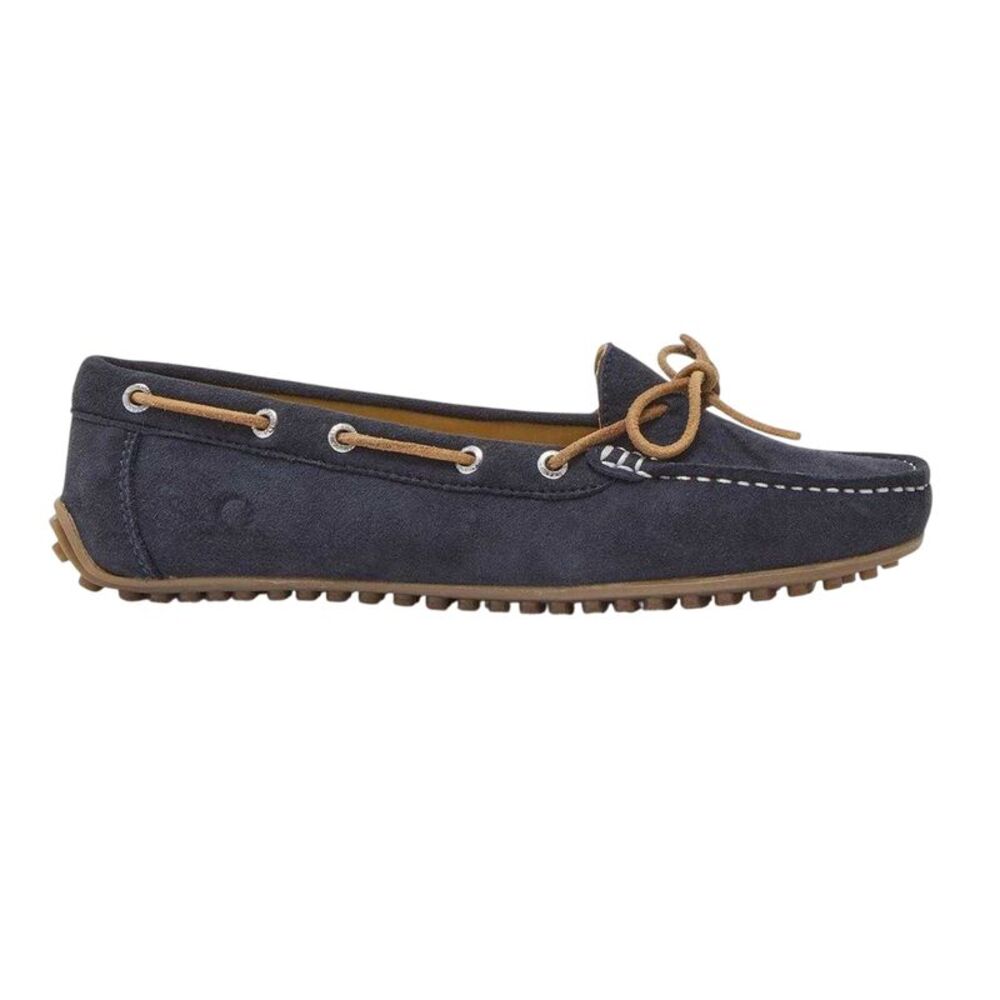 Chatham Womens/Ladies Suede Flat Boat Shoes / Navy